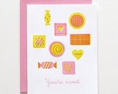 Letterpress Valentine Card // You're Sweet