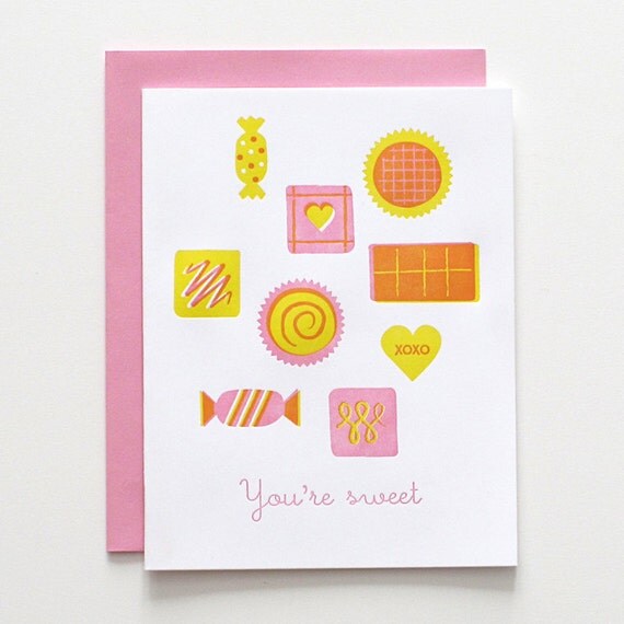 Letterpress Valentine Card // You're Sweet