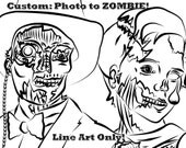 Custom - Photo to Zombies Digital Line Drawing. 8x10 or 11x14 300 dpi