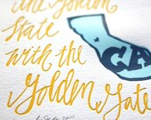 California Letterpress Art Print--State Series