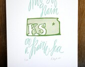 Kansas State Series-Letterpress Print
