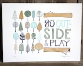 Go Outside and Play Letterpress Print