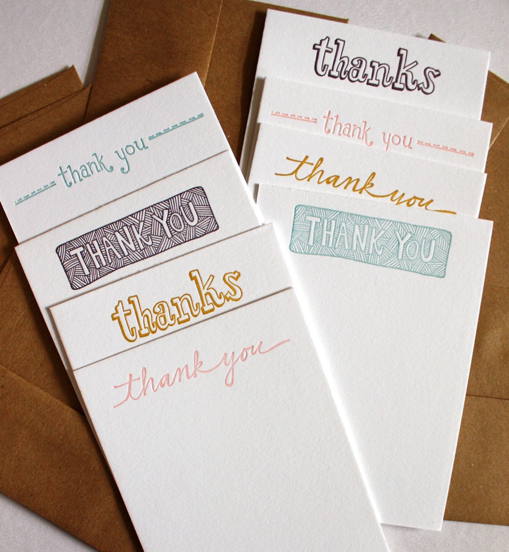 Letterpressed Thank You Notes Set of 8