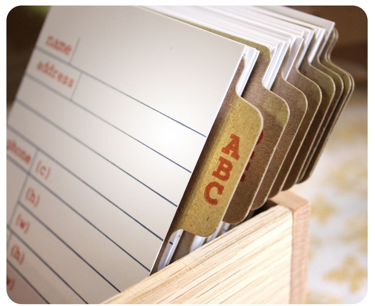 Letterpress Address Card File with Box
