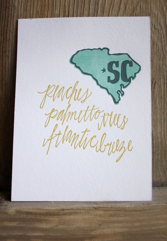South Carolina Letterpress Print Limited Edition