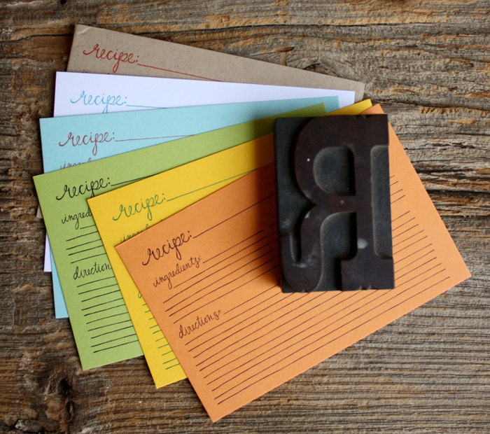 Letterpress Recipe Cards and Recipe Box