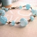 SNOWBIRD  necklace bracelet earrings set with vintage blue lampwork glass
