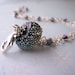 Black metallic lampwork bracelet sterling silver crystal