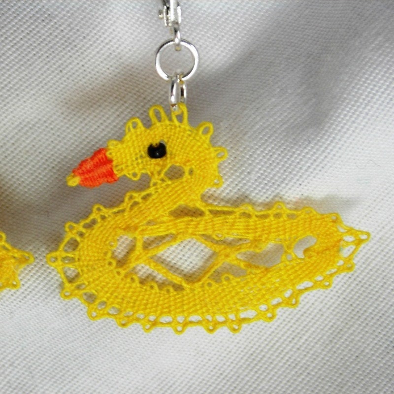 Ducky Ducky--Bobbin Lace Earrings