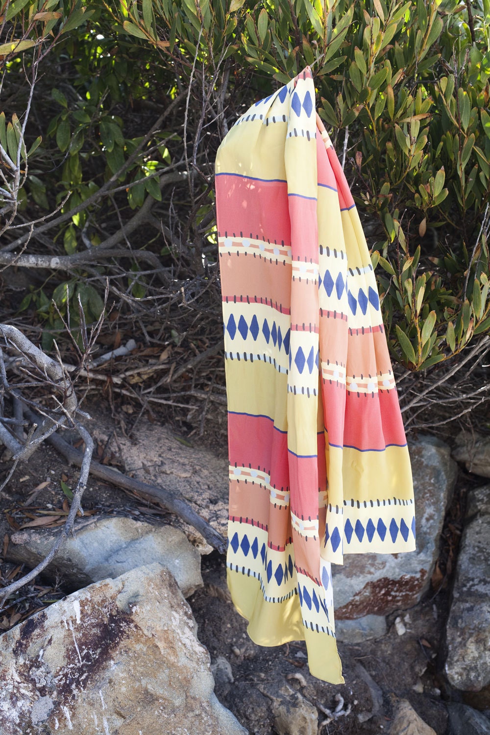 SALE Silk Sarape Print Scarf in Melon