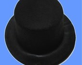 Mini Top Hats - 6 3/4 Inch Black Miniature Felt  Bases for Hair Accessories or Dolls