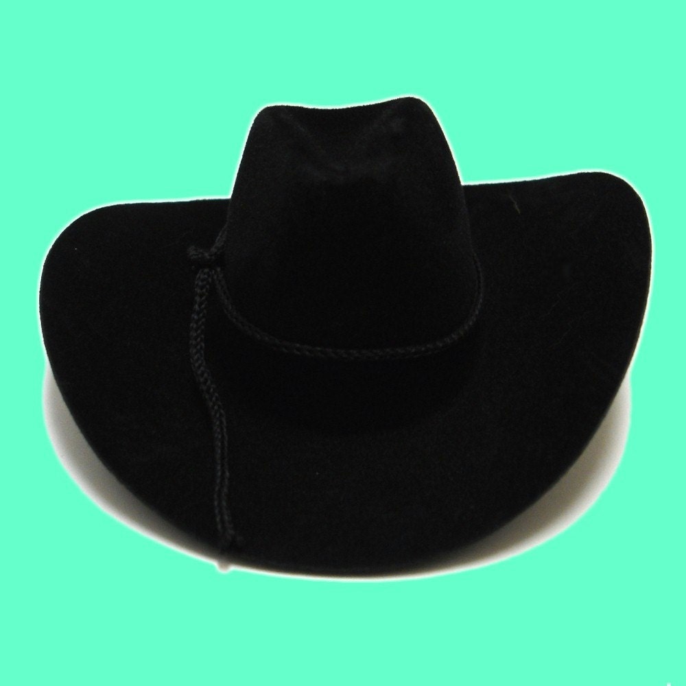 Mini Cowboy Hats - Black Miniature Felt Cowboy Bases for Hair Accessories or Dolls