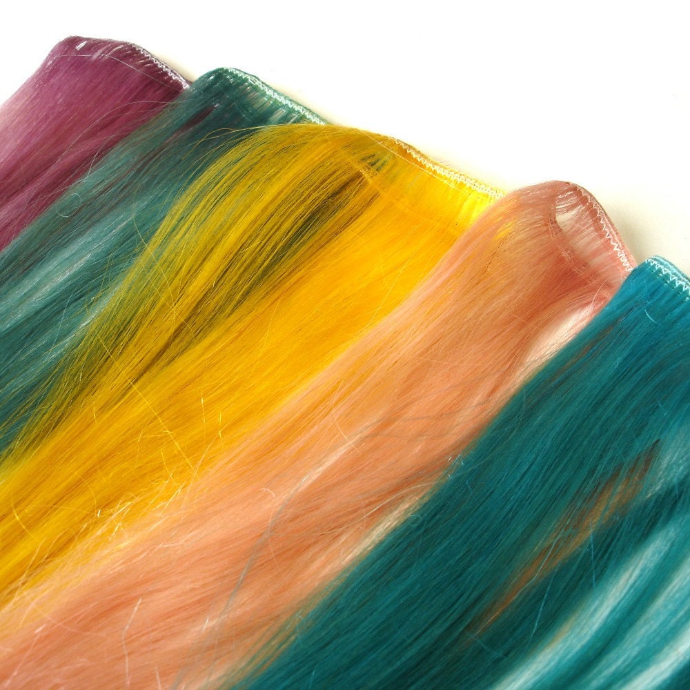 Rainbow Fishtail Braid Hair Extension Kit - wefts weave human hair falls wigs free people - LAST ONE