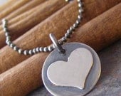 simply love.... hand stamped sterling silver heart necklace