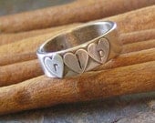 All Heart.......Hand Stamped and soldered personalized sterling silver initial ring