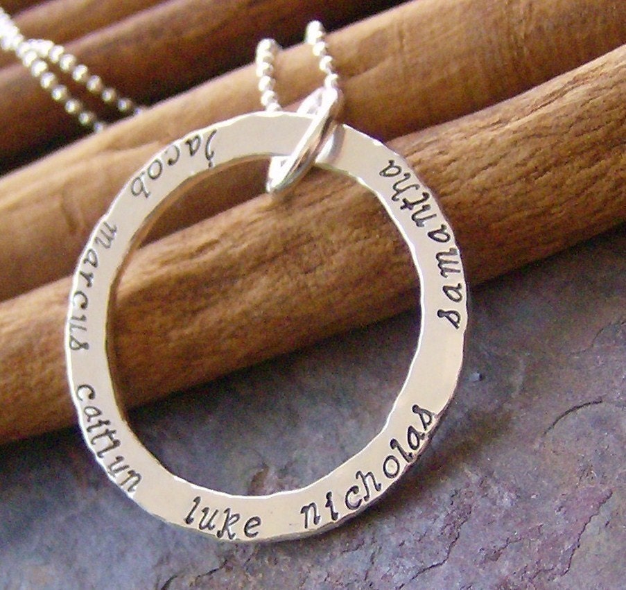 Smaller Eternity ring........hand stamped fine silver mothers necklace
