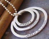 Tripple eternity ring... sterling silver hand stamped mothers personalized necklace
