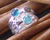 By the sea... gem stone sterling silver stacking ring
