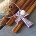 Antique cross... hand stamped fine silver and fresh water pearl cross necklace