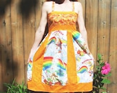 Vintage La La Orange Rainbow Birte Patchwork Sundress
