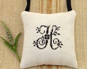 Antique Linen Square Sachet - Letter H