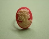 SUPER SALE ITEM...Medium Pink Victorian Grape Lady Cameo Ring