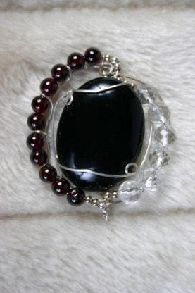 Pendant Black Sass Black Onyx Wirewrapped in Sterling Silver