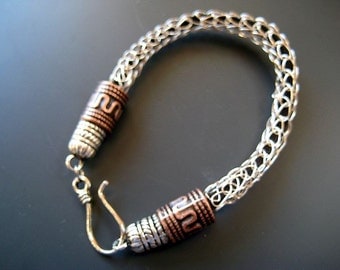 Viking knit leather Hancrafted Personalized  Wire Bracelet For Him or Her under 40 usd