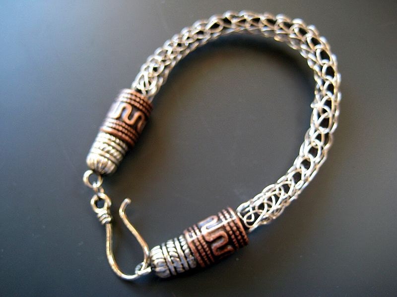Viking knit leather Hancrafted Personalized  Wire Bracelet For Him or Her under 40 usd