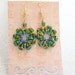 Hand crafted fashion  earring in  emerald green and gold- perfect for Mothers Day , and May birthday jewelry