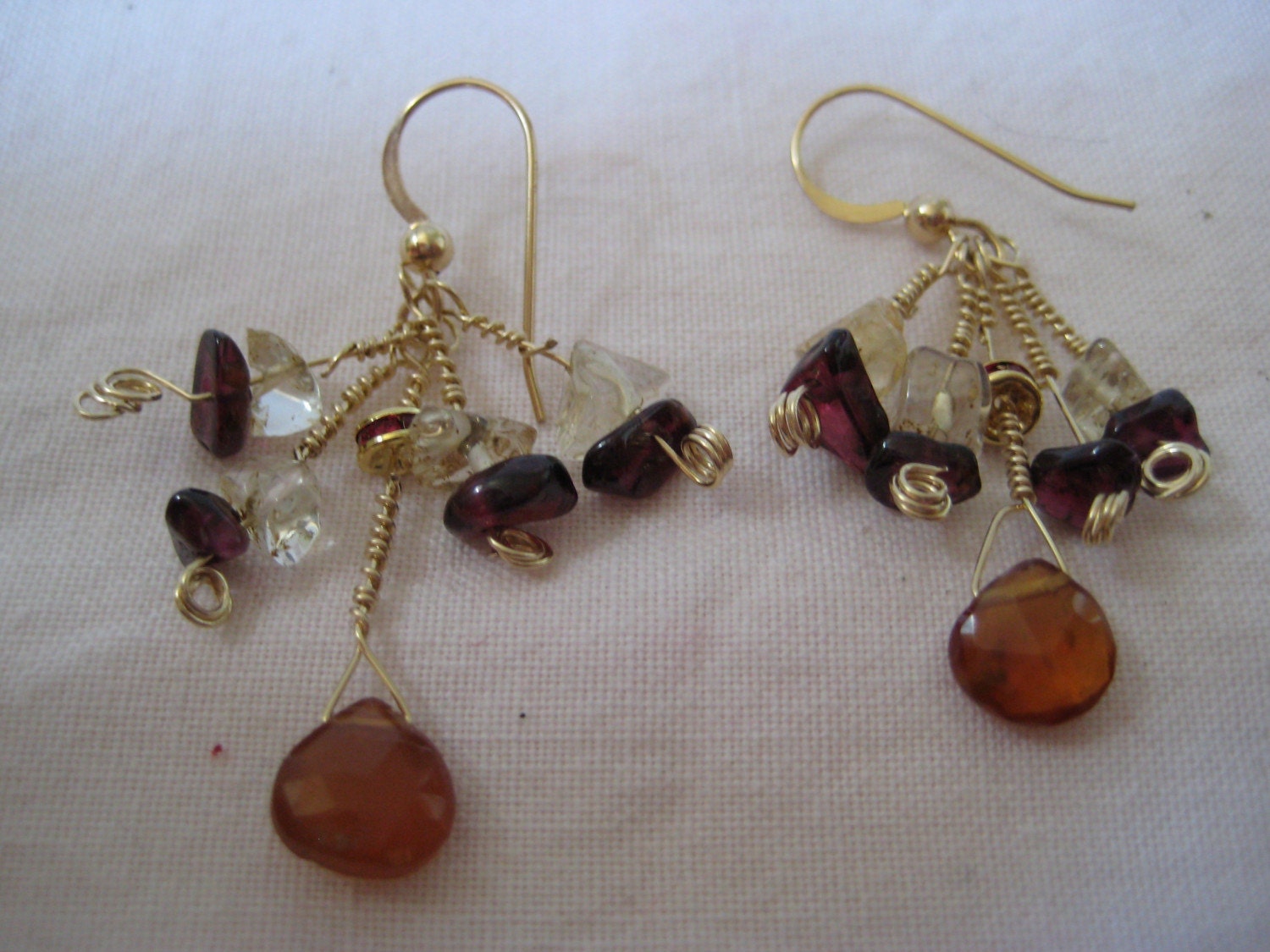 Hessonite Garnet  Gold Filled Dangle  Earring under 30 usd