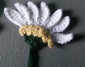 Crocheted HALF DAISY Flower Embellishment - In WHITE