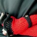 VICTORIAN ARM WARMERS / Longer Length With Ruffle In RED And BLACK - CUSTOM Made To Order