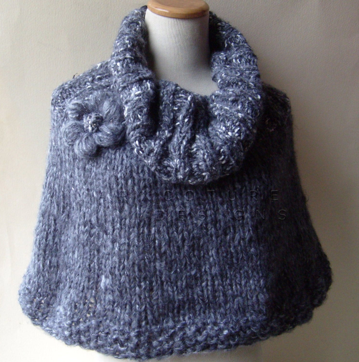 The Urban Girl Cowl Capelet In GORGEOUS GRAY - w/complimentary brooch / On Sale Now