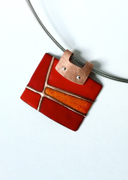 Patchwork Series Pendant in Reds and Orange