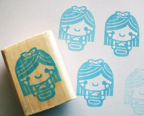 Alice in Wonderland - Hand Carved Mounted Stamp