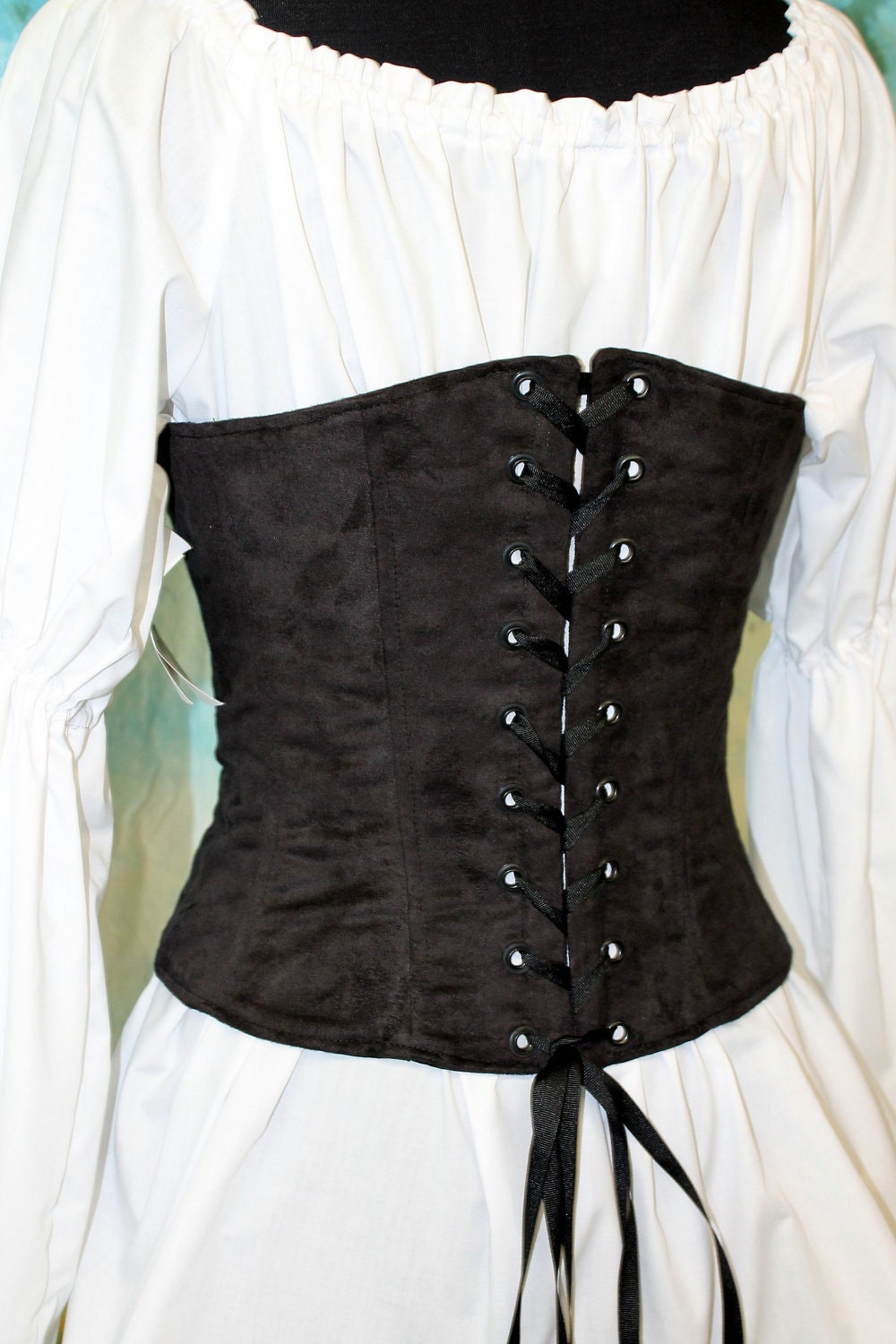 Black & Silver Renaissance Celtic Cross Corset,  Pirate, Gypsy, Steampunk, 1 size left, 33, Ready to Ship