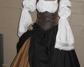DDNJ U Design 4pc Reversible Corset Style Bodice Chemise Skirts Plus Custom Made Any Size Renaissance Anime Steampunk  Cosplay Pirate Gypsy