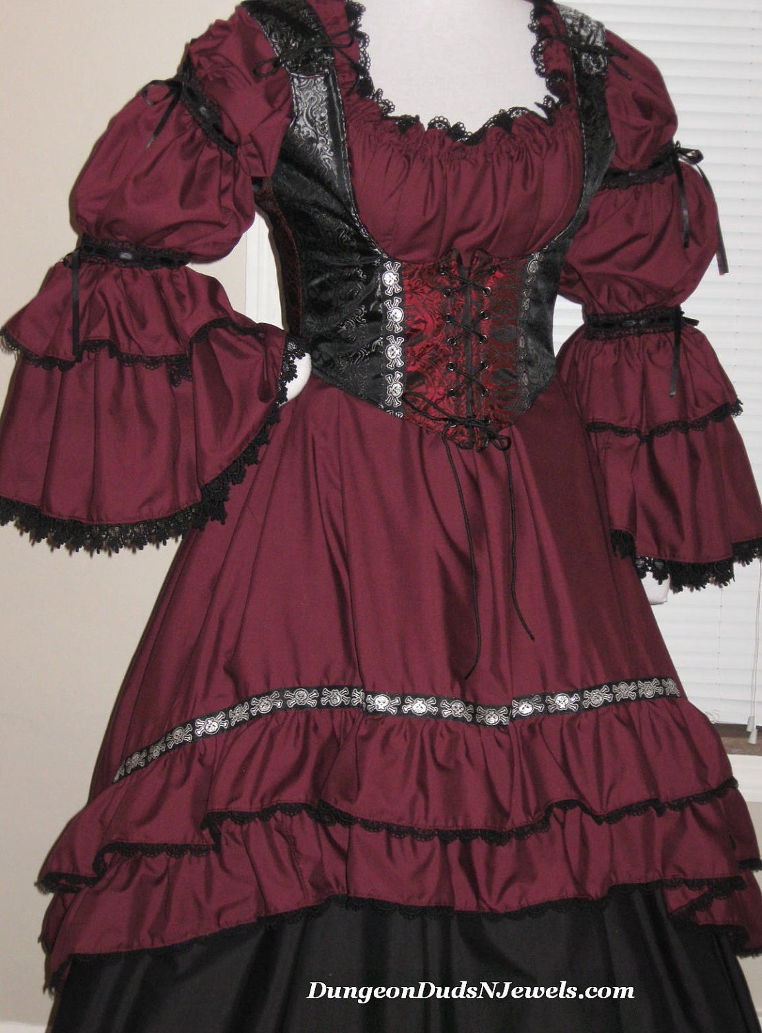 DDNJ Choose Color Burlesque Victorian Style Chemise OverSkirt Renaissance Pirate Witch Vampire Plus Custom Made ANY Size Anime Cosplay LARP