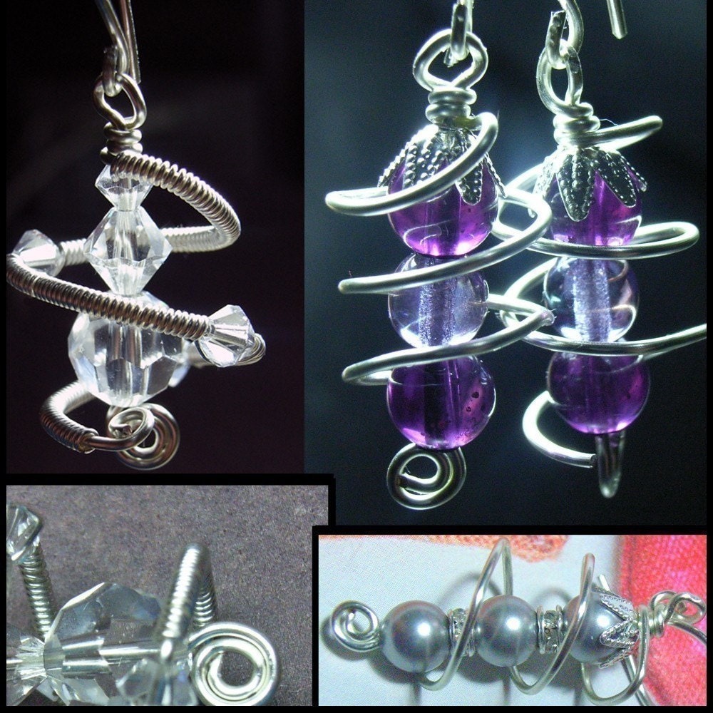 Jewelry Tutorials Earrings - Wire wrap Spiral Meditation Earrings - two styles and endless variations No 27