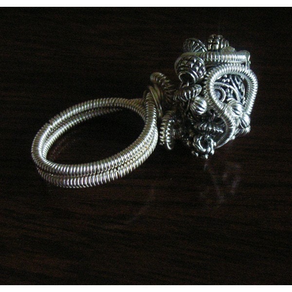 Jewelry Tutorials Rings  Wire Wrap - French Coiled Metal Ring - Fantastic Evening Wear Ring. No 1
