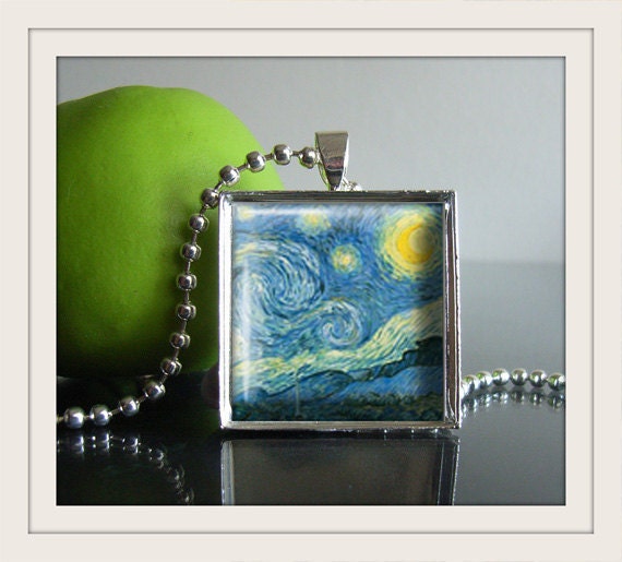 Van Gogh  oNE iNCH  Photo Pendants  5 to choose from....in Silver Frame with 24 inch Silver Plated Bead Chain..