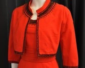 1950s jumpsuit / Rare Lila Bath 50's Mexican Beaded Jumpsuit Bolero and Crumb Catcher Belt