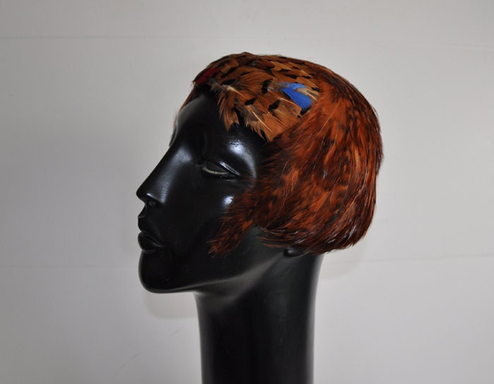 50s hat / Birds of a feather Vintage 1950s Pheasant Hat