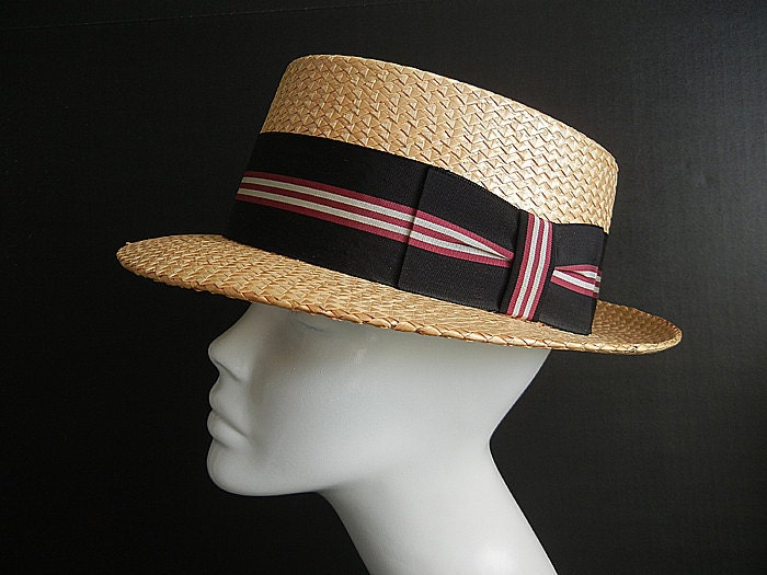1930s hat / The Last Straw Italian Vintage 30's Knox Boater Hat Italy