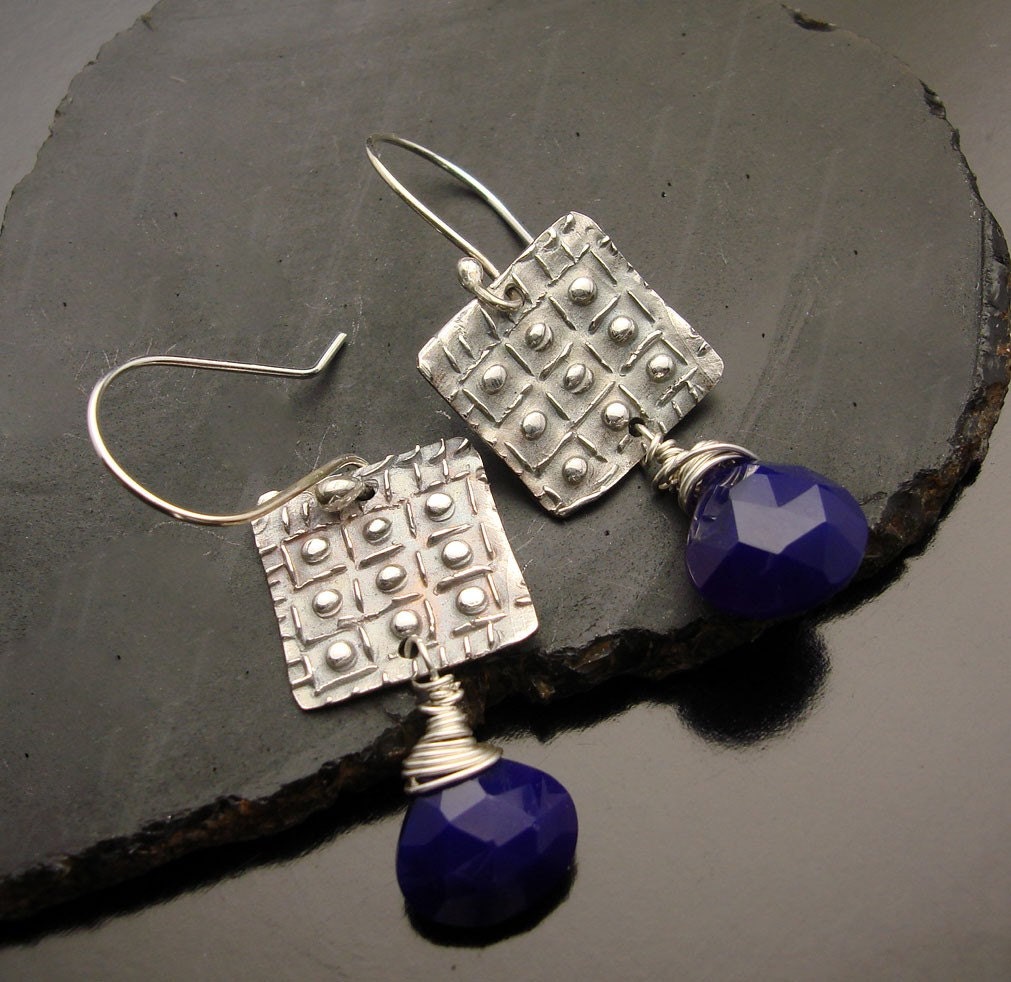Purple Passion Fine Silver and Chalcedony Earrings