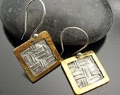 Gold Rush Earrings - Framed silver and Gold Squares