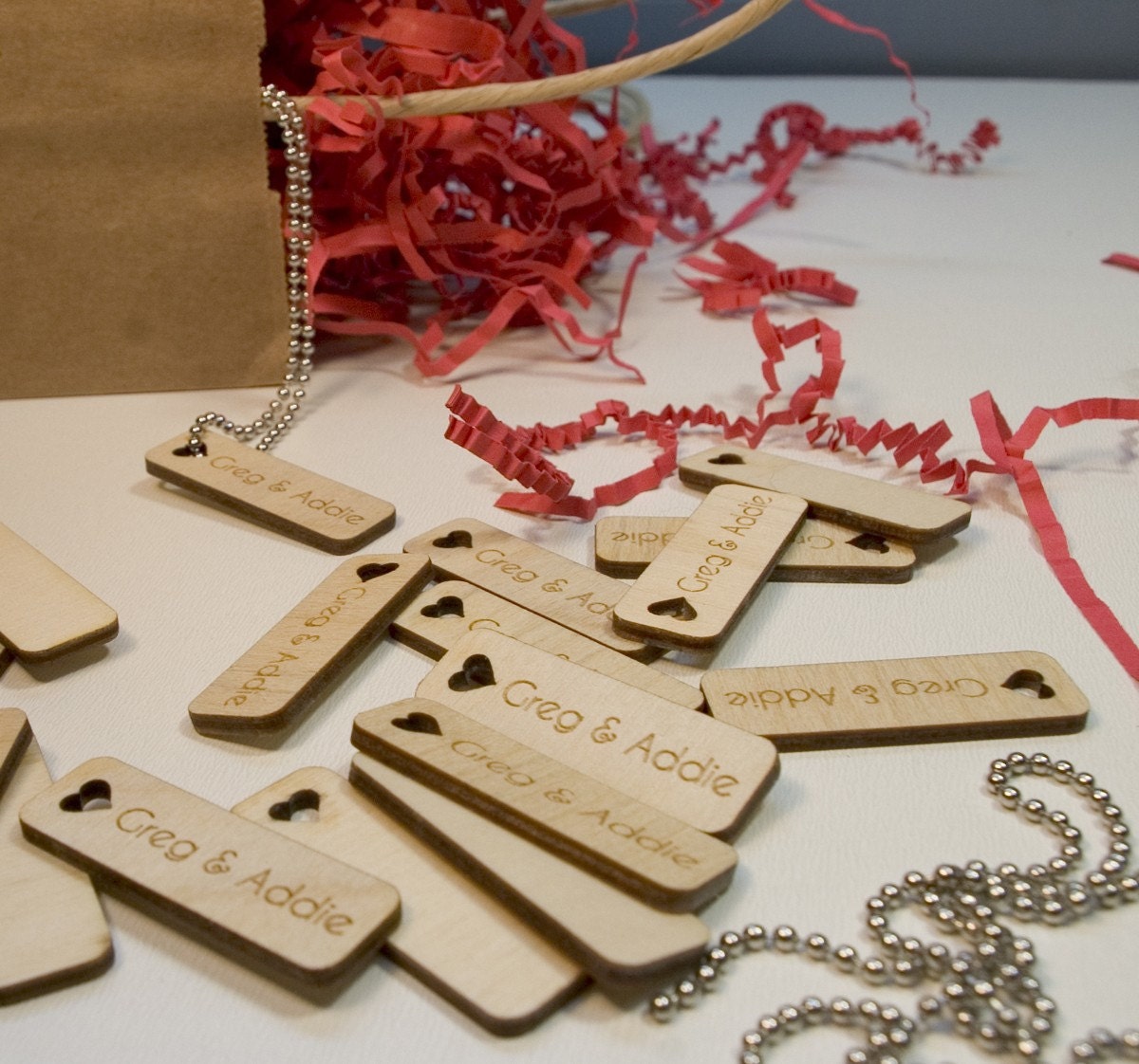 Wood hang tags - 100 units - custom cut and engraved