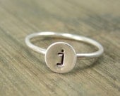 Initial Jewelry - Mother Jewelry - Personalized Jewelry Ring - Typewriter Font Sterling Silver Ring - Free Shipping