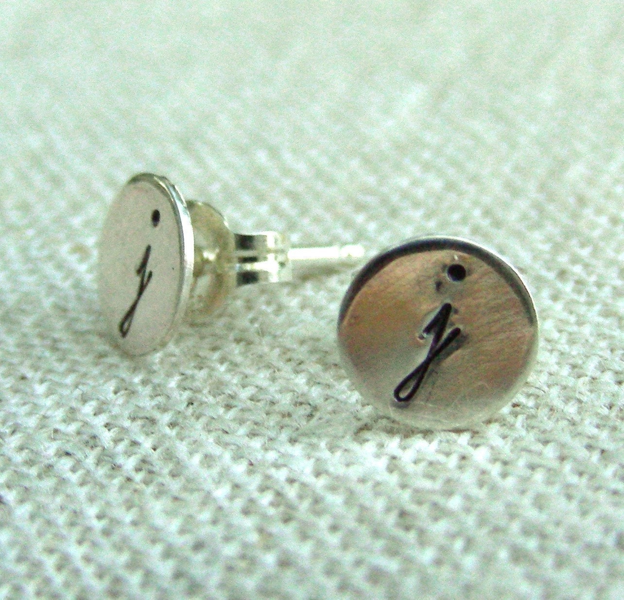 Personalized Earrings -  Initial Earrings -  Script Initial Monogram Stud Earrings
